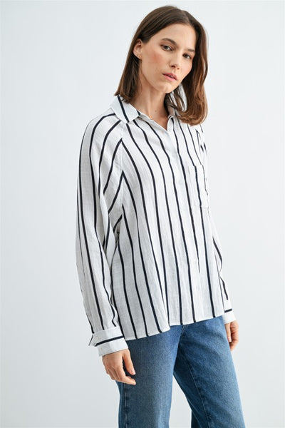 Lightweight Striped Button Up Shirt