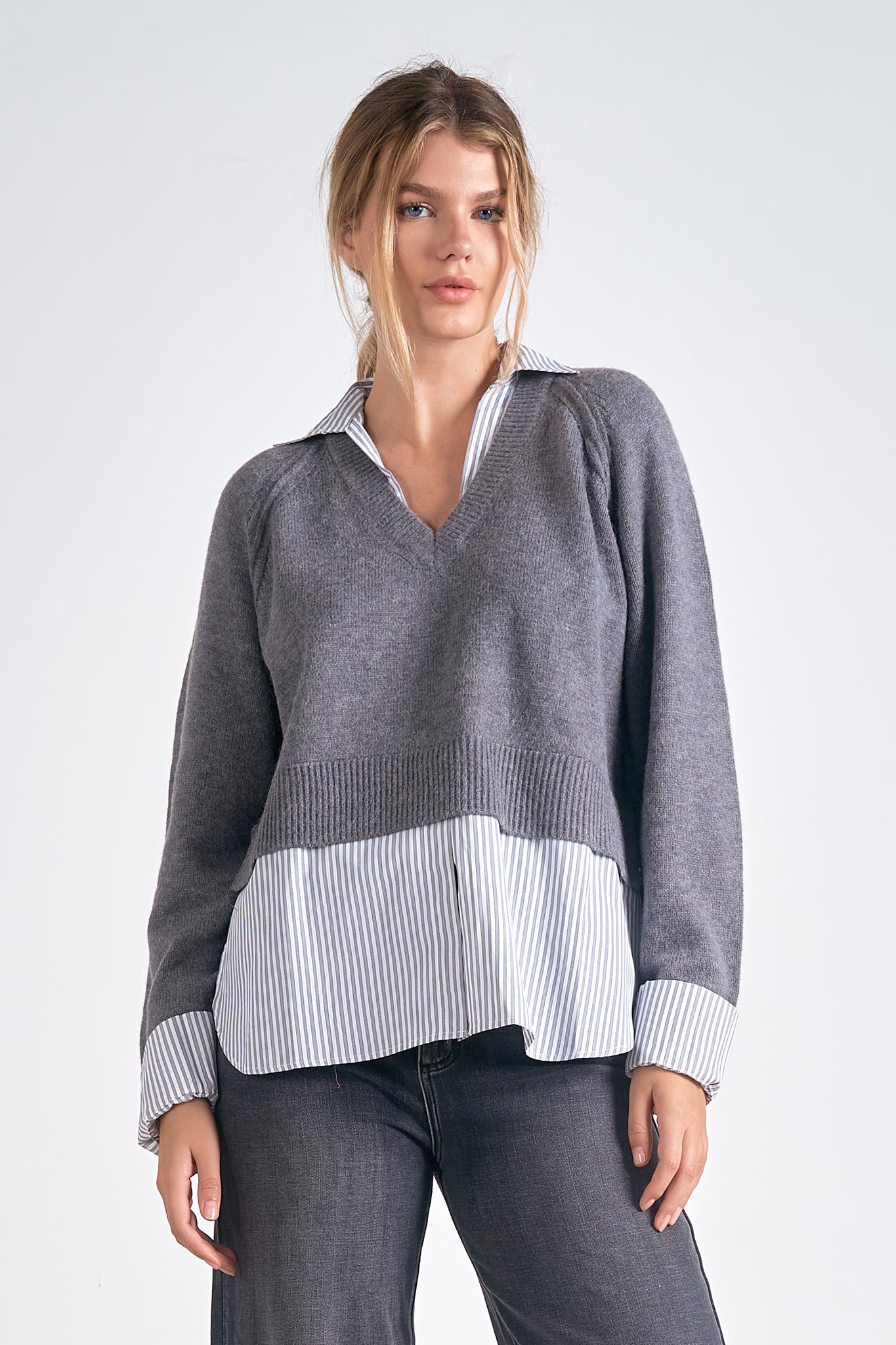 Layered Collared Sweater - More Colors