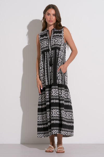 Arrow Stripe Tiered Maxi Dress