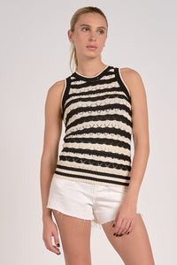 Pointelle Knit Striped Tank