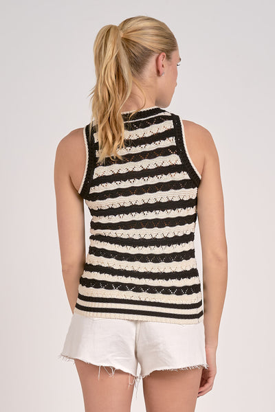 Pointelle Knit Striped Tank