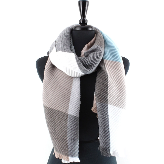 Multicolor Pleated Checkered Scarf