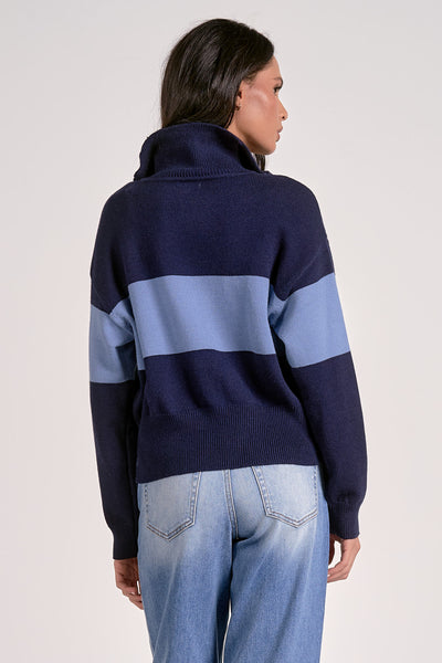 Colorblock Stripe Half Zip Sweater