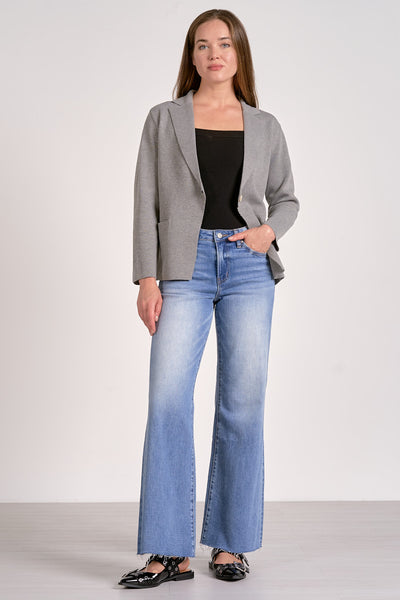 One Button Knit Blazer
