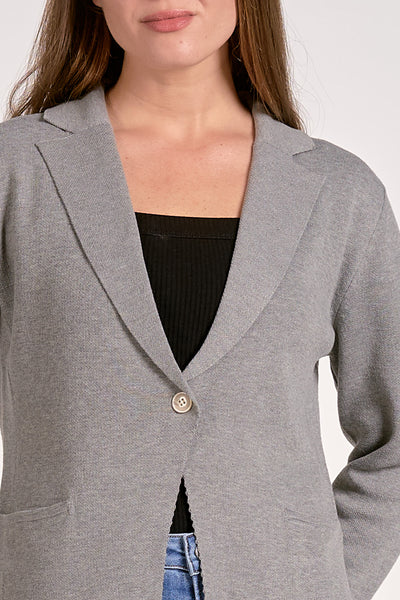 One Button Knit Blazer