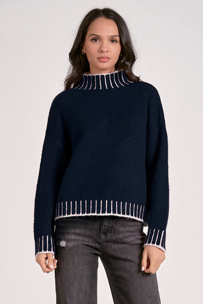 Stitch Detail Mockneck Sweater - More Colors