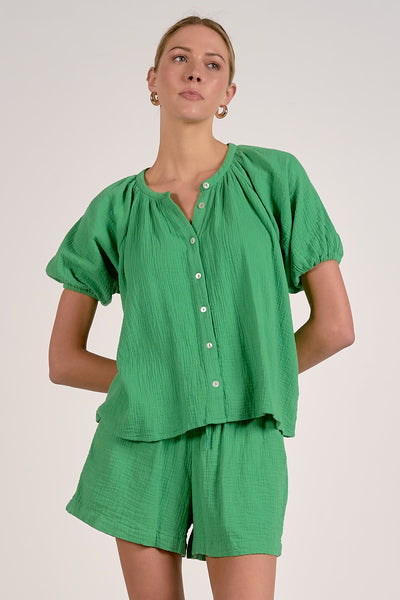 Puff Sleeve Gauze Top - 2 Colors
