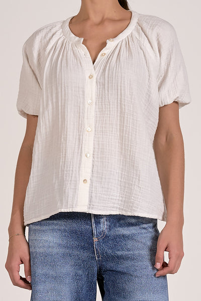 Puff Sleeve Gauze Top - 2 Colors