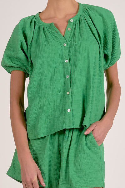 Puff Sleeve Gauze Top - 2 Colors