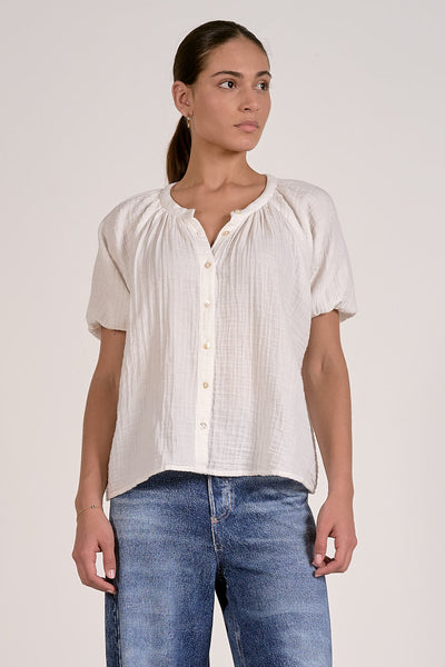 Puff Sleeve Gauze Top - 2 Colors