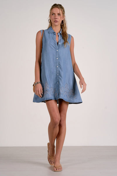 Eyelet Chambray Button Dress