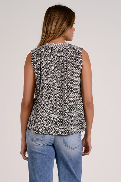 Contrast Print Sleeveless Top