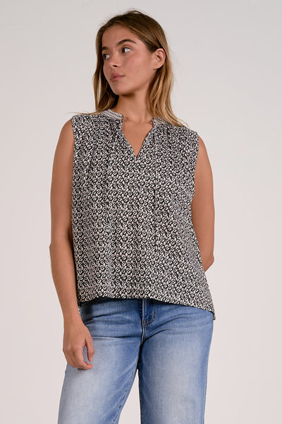 Contrast Print Sleeveless Top