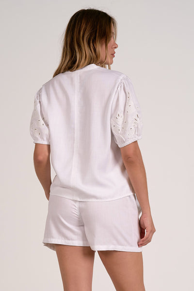 Embroidered Eyelet Sleeve Top