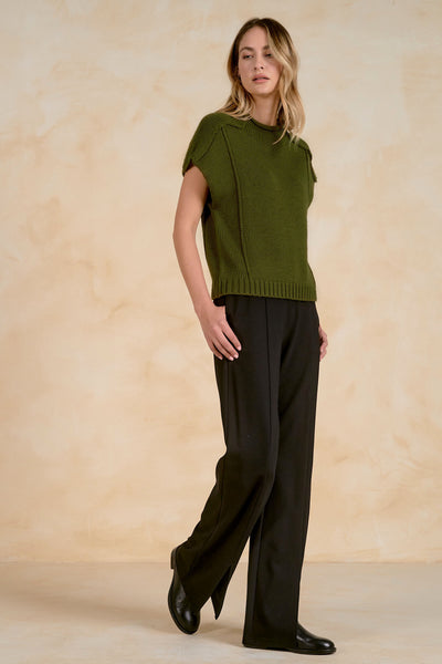 Seamed Cap Sleeve Knit Top - 2 Colors