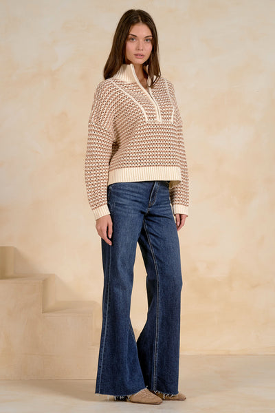 Striped Half Zip Sweater - 2 Colors