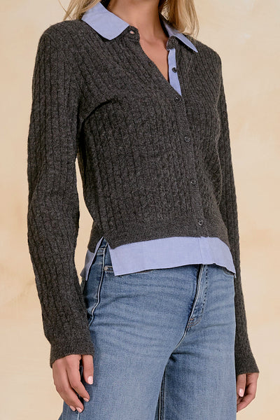Layered Cable Knit Cardigan