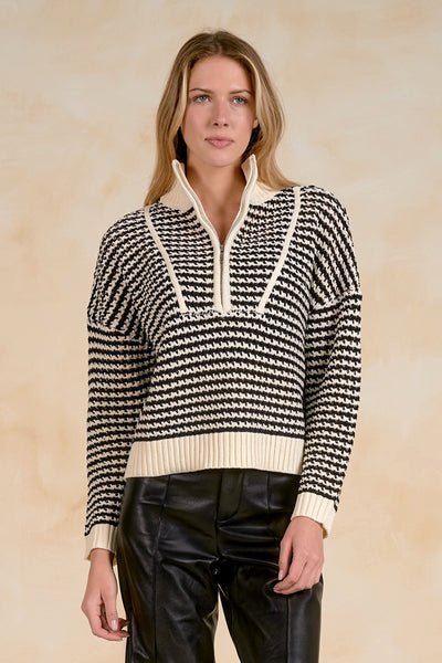 Striped Half Zip Sweater - 2 Colors