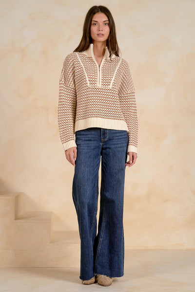 Striped Half Zip Sweater - 2 Colors