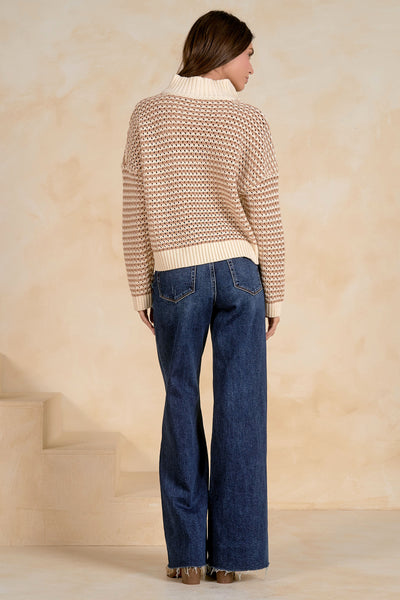Striped Half Zip Sweater - 2 Colors