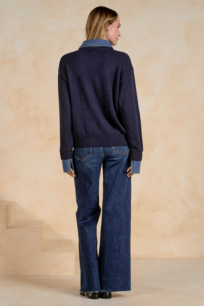 Denim Collared Sweater - 2 Colors