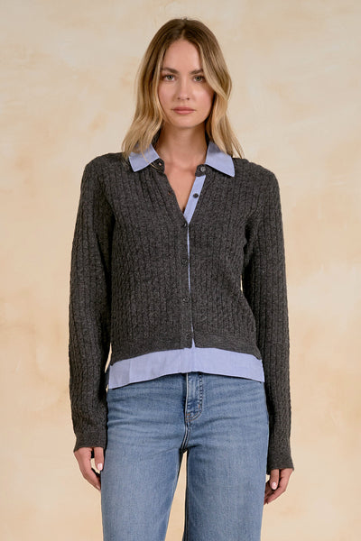 Layered Cable Knit Cardigan