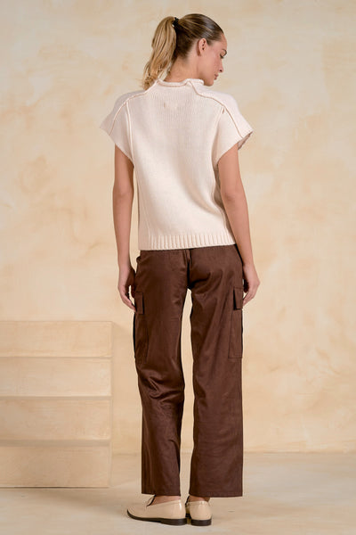 Seamed Cap Sleeve Knit Top - 2 Colors