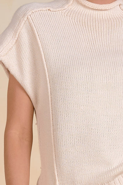 Seamed Cap Sleeve Knit Top - 2 Colors