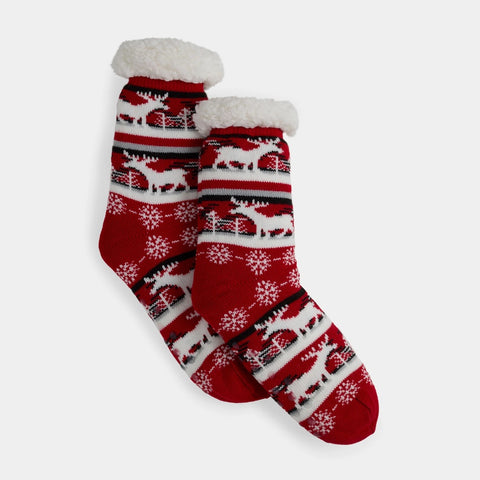 Moose Snowflake Slipper Socks