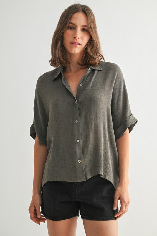 Drop Sleeve Button Up Shirt