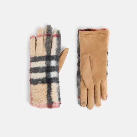 Faux Fur Plaid Gloves