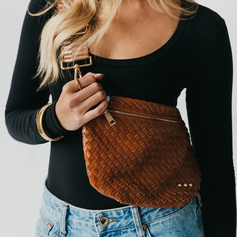Basketweave Fanny Pack Crossbody Bag