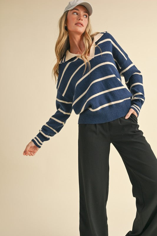 Striped Collared Boyfriend Sweater