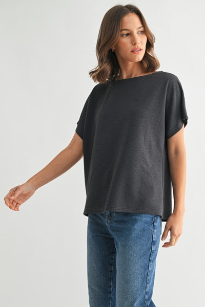Textured Drop Shoulder Top