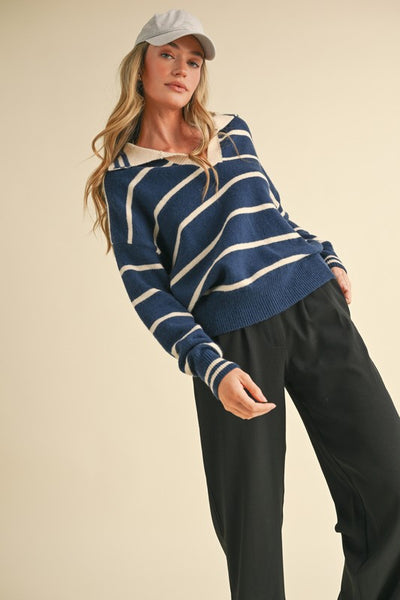 Striped Collared Boyfriend Sweater