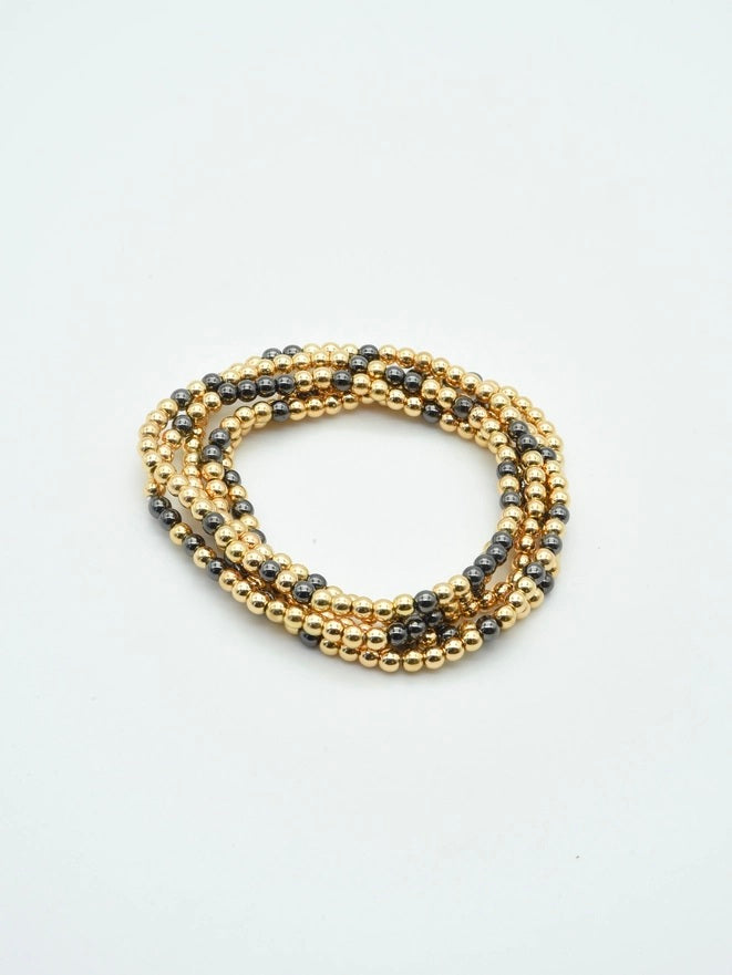 Hematite & Gold Bracelet Set