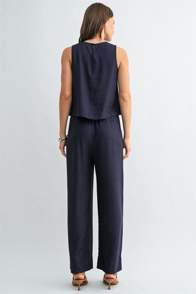 Linen Blend Wide Leg Pants