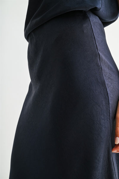Crinkle Satin Midi Skirt