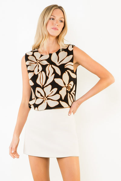 Contrast Floral Sleeveless Top