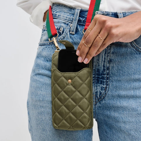 Nylon Quilted Phone Crossbody Bag