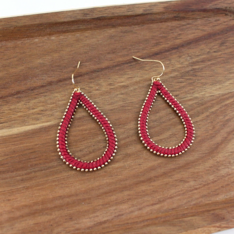 Vegan Leather Wrapped Teardrop Earrings