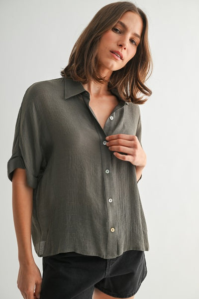 Drop Sleeve Button Up Shirt