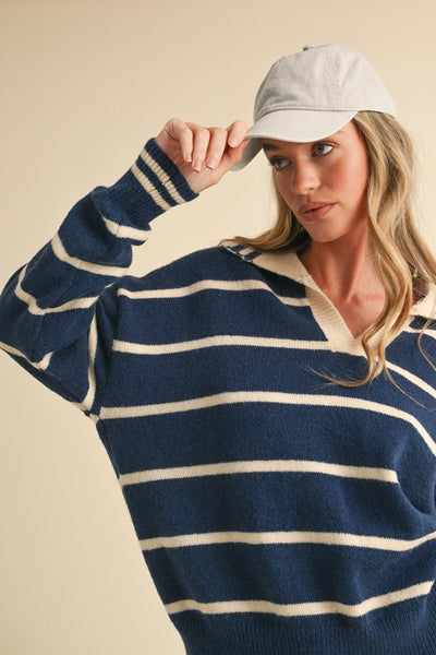 Striped Collared Boyfriend Sweater