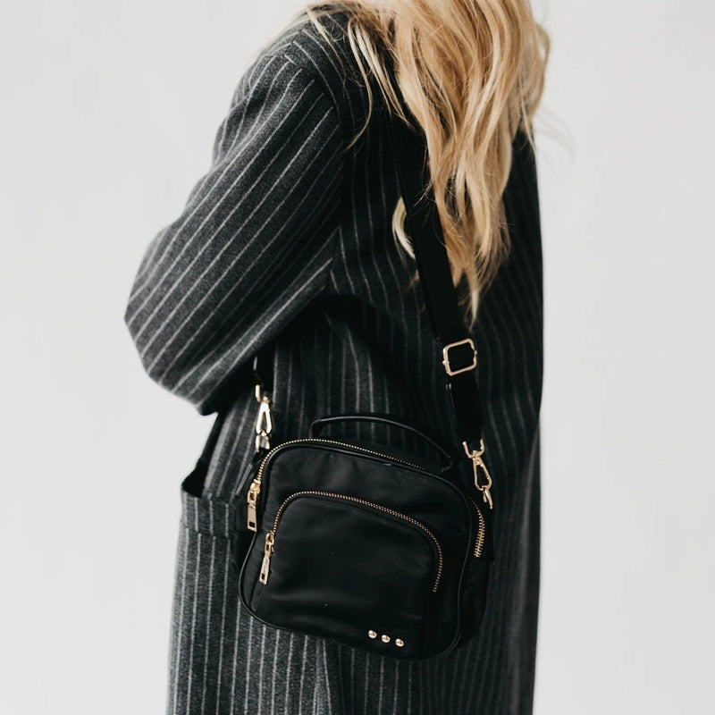 Nylon Dual Zip Crossbody Bag