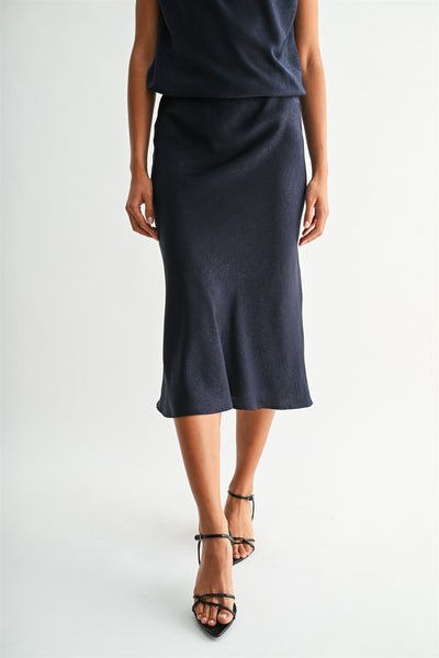 Crinkle Satin Midi Skirt