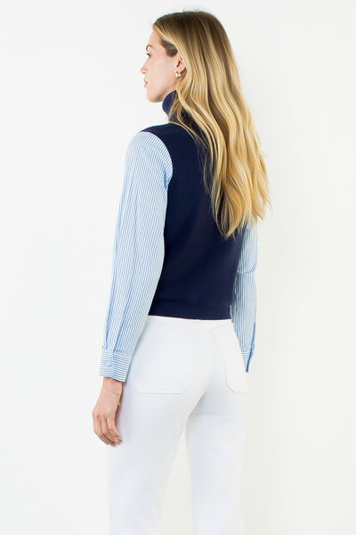 Striped Sleeve Turtleneck Sweater