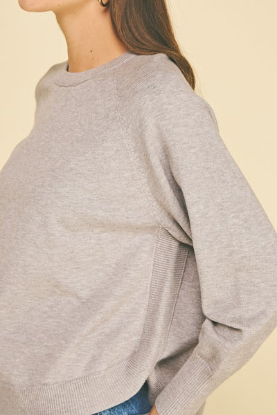 Ribbed Hem Raglan Sleeve Sweater