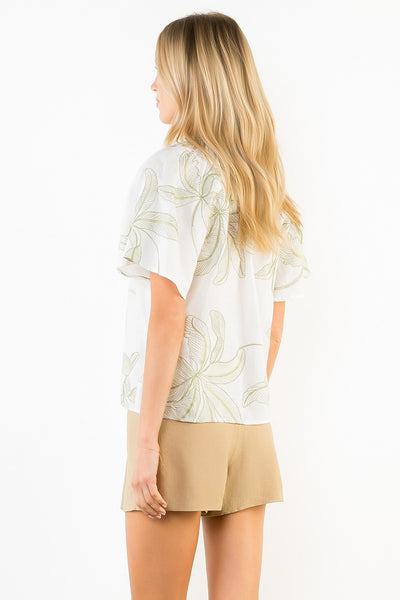 Contrast Stripe Hibiscus Top
