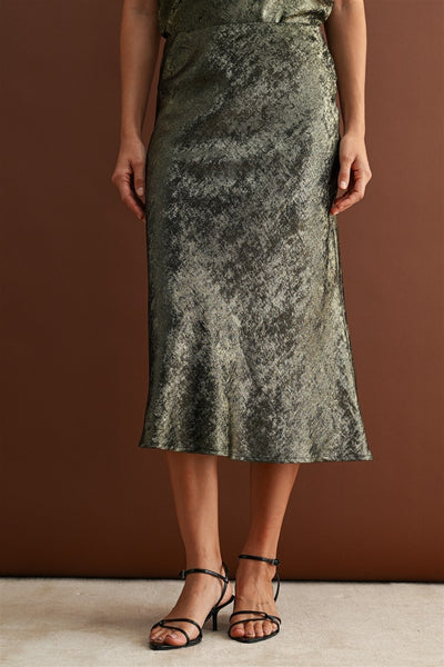 Metallic Midi Skirt