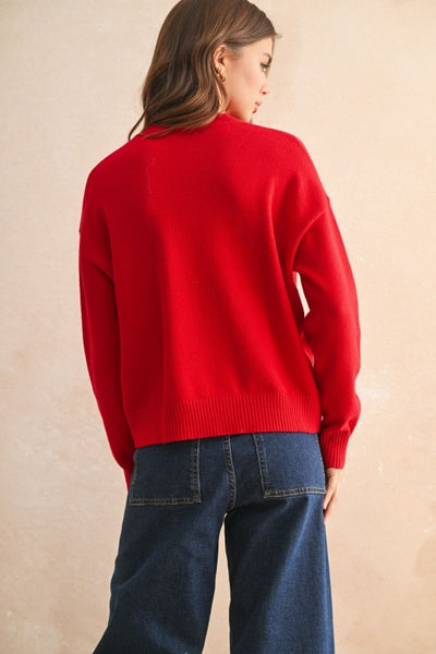 Ribbed Hem Girlfriend Sweater